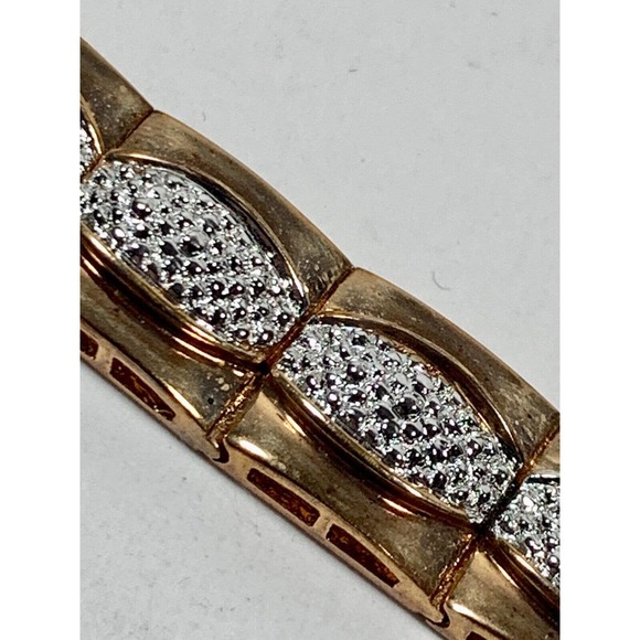 Technibond Diamond Accent and Sterling With Gold Wash Bracelet And Earrings Set - Picture 4 of 9